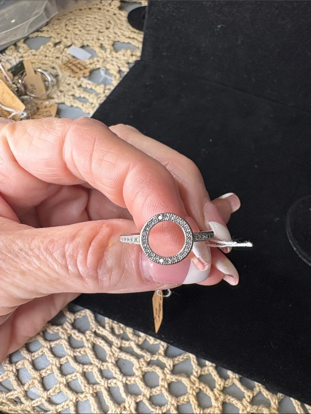 Round Halo Pavé Ring in Silver